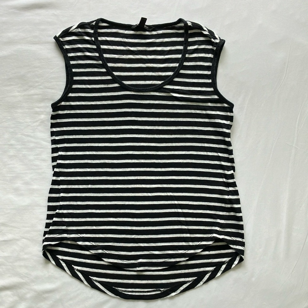 Banana Republic Black and White Striped Sleeveless Top
